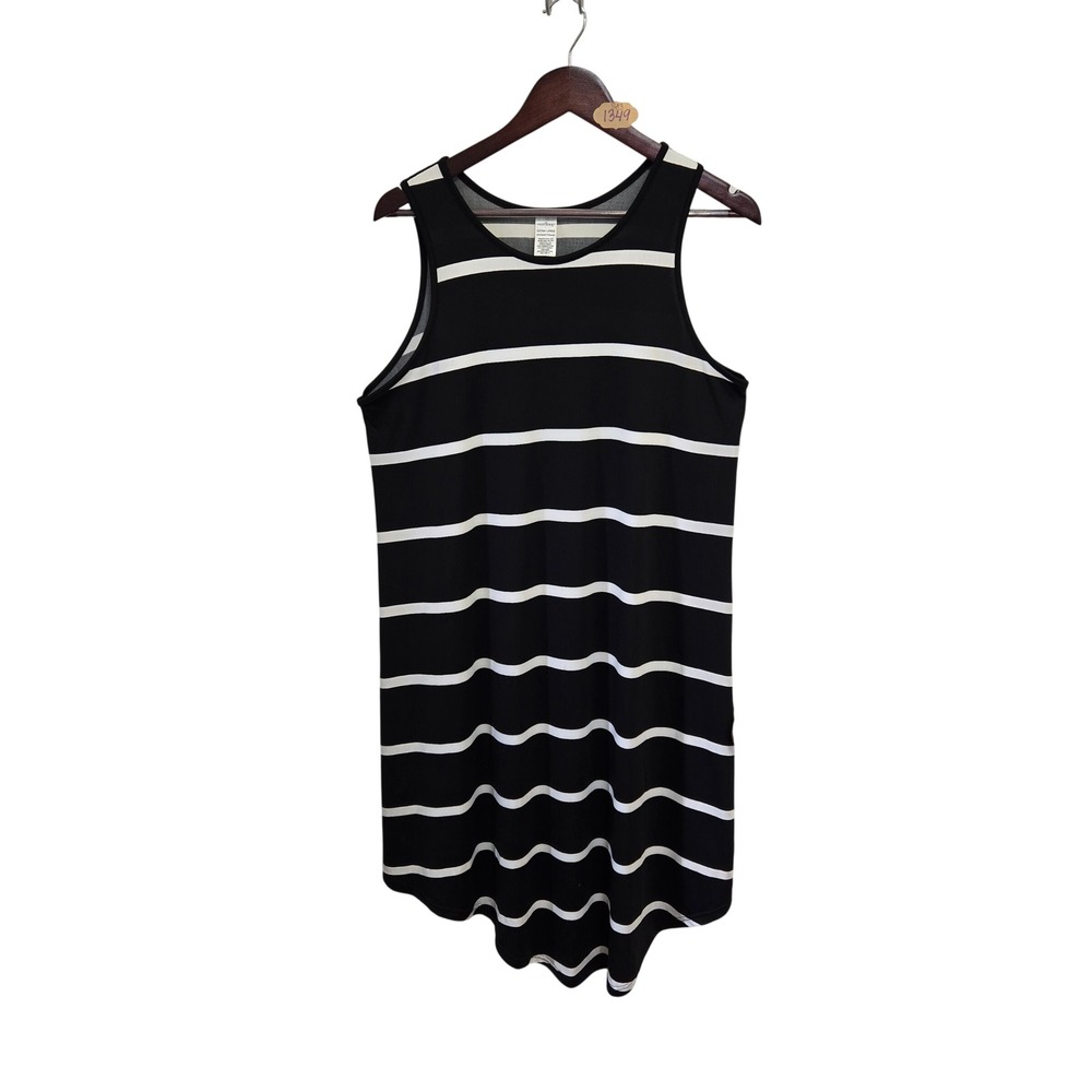 West Loop Womens XL Black White Striped Sleeveless High Low Tank Dress